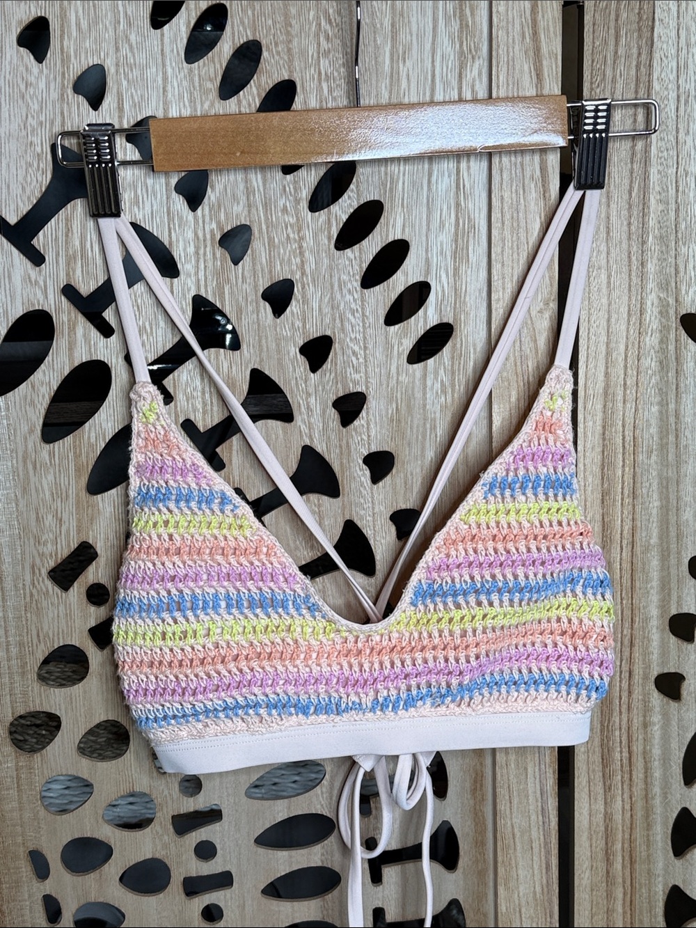 Pastel Striped Crochet Bralette Top